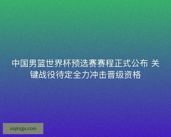 中国男篮世界杯预选赛赛程正式公布 关键战役待定全力冲击晋级资格
